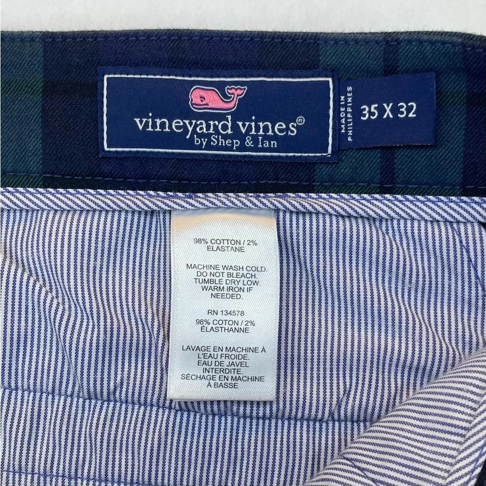 Vineyard Vines Breaker Pants Men's 35x32 (36x32) Green Plaid Pockets Golf - Picture 3 of 12